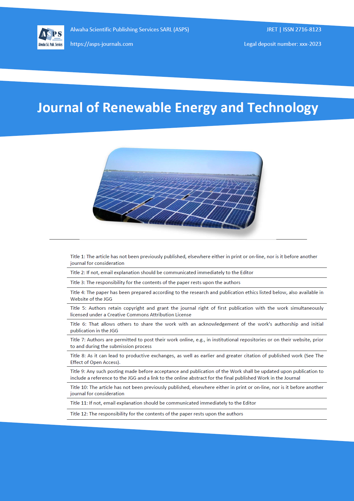 Journal of Renewable Energy and Technology (JRET)